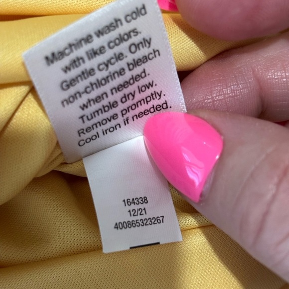 Nine West Side Tie Faux Wrap Sundress Yellow Women’s Large Adjustable Straps - Picture 10 of 11